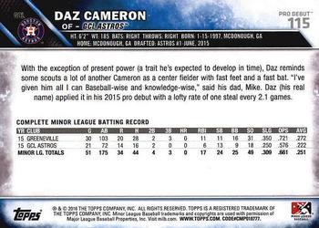 2016 Topps Pro Debut #115 Daz Cameron Back