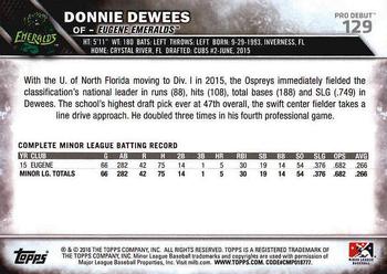 2016 Topps Pro Debut #129 Donnie Dewees Back