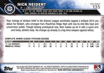 2016 Topps Pro Debut #135 Nick Neidert Back