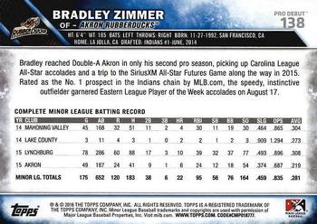 2016 Topps Pro Debut #138 Bradley Zimmer Back