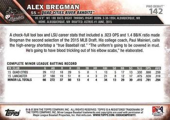 2016 Topps Pro Debut #142 Alex Bregman Back