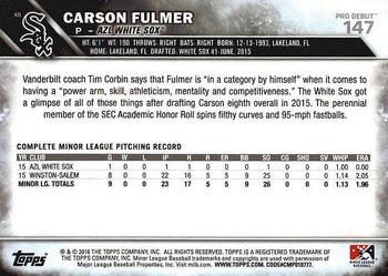 2016 Topps Pro Debut #147 Carson Fulmer Back