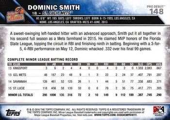 2016 Topps Pro Debut #148 Dominic Smith Back