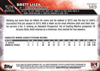 2016 Topps Pro Debut #149 Brett Lilek Back