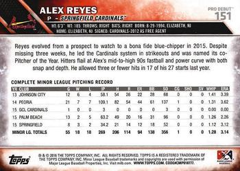 2016 Topps Pro Debut #151 Alex Reyes Back