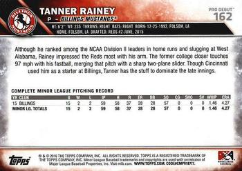 2016 Topps Pro Debut #162 Tanner Rainey Back