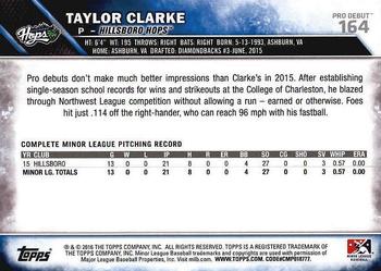 2016 Topps Pro Debut #164 Taylor Clarke Back