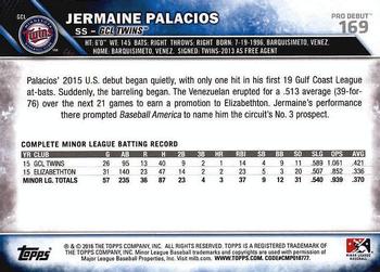 2016 Topps Pro Debut #169 Jermaine Palacios Back