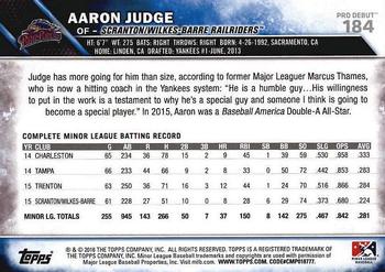 2016 Topps Pro Debut #184 Aaron Judge Back