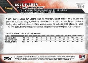 2016 Topps Pro Debut #194 Cole Tucker Back