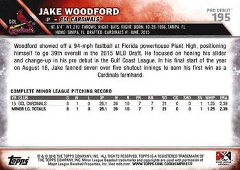 2016 Topps Pro Debut #195 Jake Woodford Back