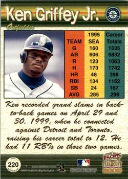 2000 Pacific Paramount - Holo-Green #220 Ken Griffey Jr.  Back