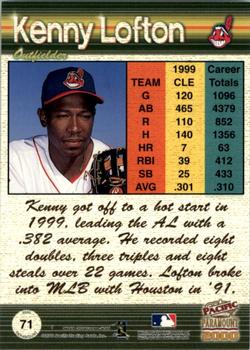 2000 Pacific Paramount - Premiere Date #71 Kenny Lofton  Back