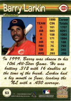 2000 Pacific Paramount - Ruby #63 Barry Larkin Back