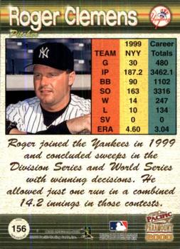 2000 Pacific Paramount - Ruby #156 Roger Clemens Back
