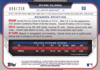 2015 Bowman Draft - Chrome Purple Refractors #86 Ryan Clark Back