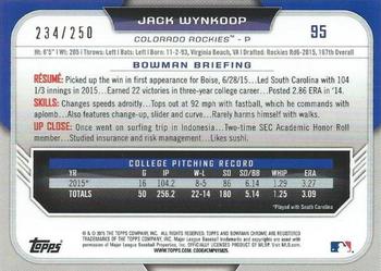 2015 Bowman Draft - Chrome Purple Refractors #95 Jack Wynkoop Back