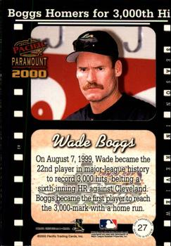 2000 Pacific Paramount - Season in Review #27 Wade Boggs  Back