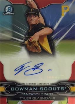 2015 Bowman Draft - Bowman Scouts' Fantasy Impacts Autographs Red Refractors #BSI-TG Tyler Glasnow Front