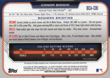 2015 Bowman Draft - Chrome Draft Pick Autographs #BCA-CBI Conor Biggio Back