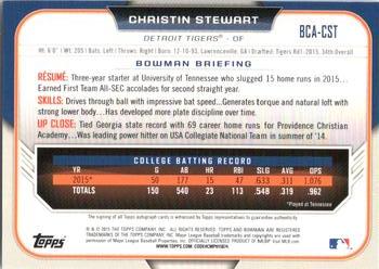 2015 Bowman Draft - Chrome Draft Pick Autographs #BCA-CST Christin Stewart Back