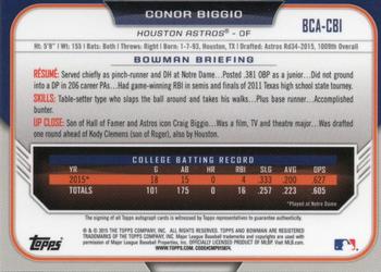2015 Bowman Draft - Chrome Draft Pick Autographs Refractors #BCA-CBI Conor Biggio Back