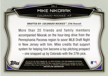 2015 Bowman Draft - Draft Night #DN-2 Mike Nikorak Back