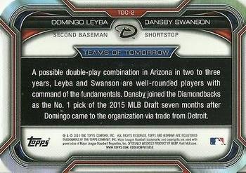 2015 Bowman Draft - Teams of Tomorrow Die Cuts #TDC-2 Domingo Leyba / Dansby Swanson Back