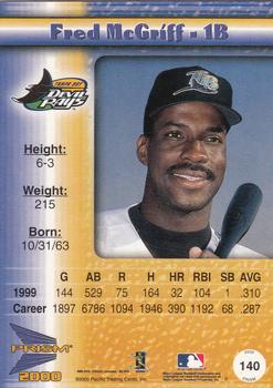 2000 Pacific Prism - Drops Silver #140 Fred McGriff  Back