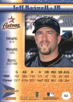 2000 Pacific Prism - Drops Silver #62 Jeff Bagwell  Back