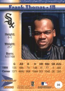 2000 Pacific Prism - Holographic Blue #35 Frank Thomas  Back