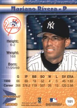 2000 Pacific Prism - Holographic Gold #101 Mariano Rivera  Back