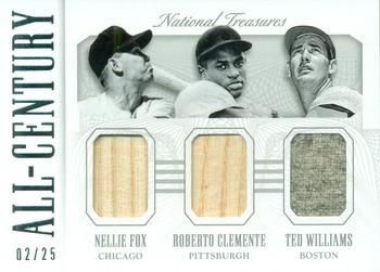 2015 Panini National Treasures - All-Century Triples #9 Nellie Fox / Roberto Clemente / Ted Williams Front