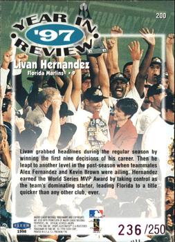 1998 Sports Illustrated - Extra Edition #200 Livan Hernandez Back