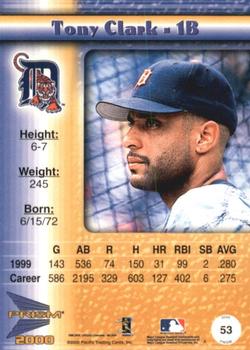 2000 Pacific Prism - Holographic Mirror #53 Tony Clark  Back