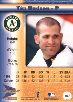 2000 Pacific Prism - Holographic Mirror #107 Tim Hudson  Back