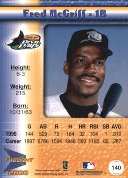 2000 Pacific Prism - Holographic Mirror #140 Fred McGriff  Back
