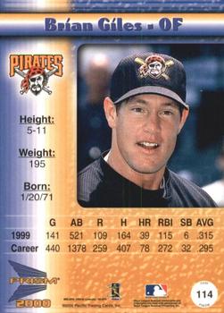 2000 Pacific Prism - Pebbly Dots #114 Brian Giles  Back