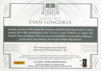 2015 Panini National Treasures - Colossal Prime Team Logo #17 Evan Longoria Back