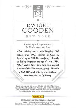 2015 Panini National Treasures - Leather and Lumber Signatures #32 Dwight Gooden Back