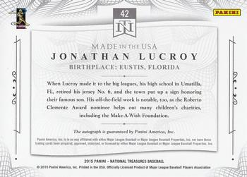 2015 Panini National Treasures - Made In #42 Jonathan Lucroy Back