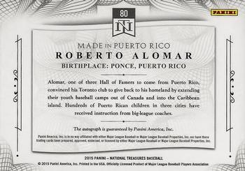 2015 Panini National Treasures - Made In #80 Roberto Alomar Back