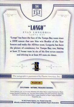 2015 Panini National Treasures - Notable Nicknames #94 Evan Longoria Back