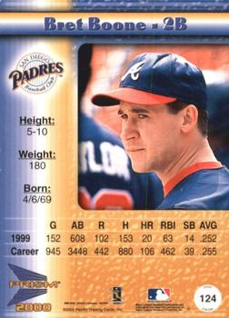 2000 Pacific Prism - Sheen Silver #124 Bret Boone  Back