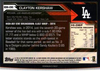 2015 Bowman's Best - Hi-Def Heritage #HDH-CKE Clayton Kershaw Back