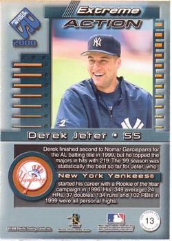 2000 Pacific Private Stock - Extreme Action #13 Derek Jeter  Back