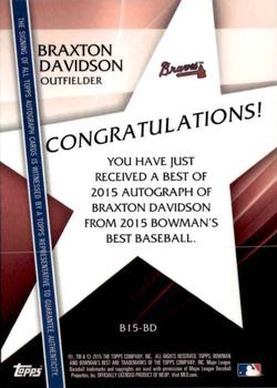 2015 Bowman's Best - Best of 2015 Autographs #B15-BD Braxton Davidson Back