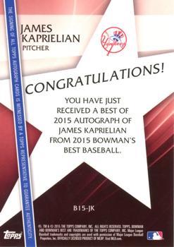 2015 Bowman's Best - Best of 2015 Autographs #B15-JK James Kaprielian Back