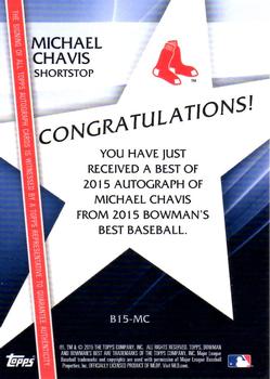2015 Bowman's Best - Best of 2015 Autographs #B15-MC Michael Chavis Back