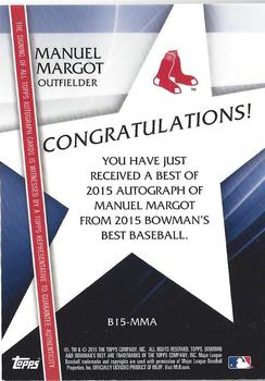 2015 Bowman's Best - Best of 2015 Autographs #B15-MMA Manuel Margot Back